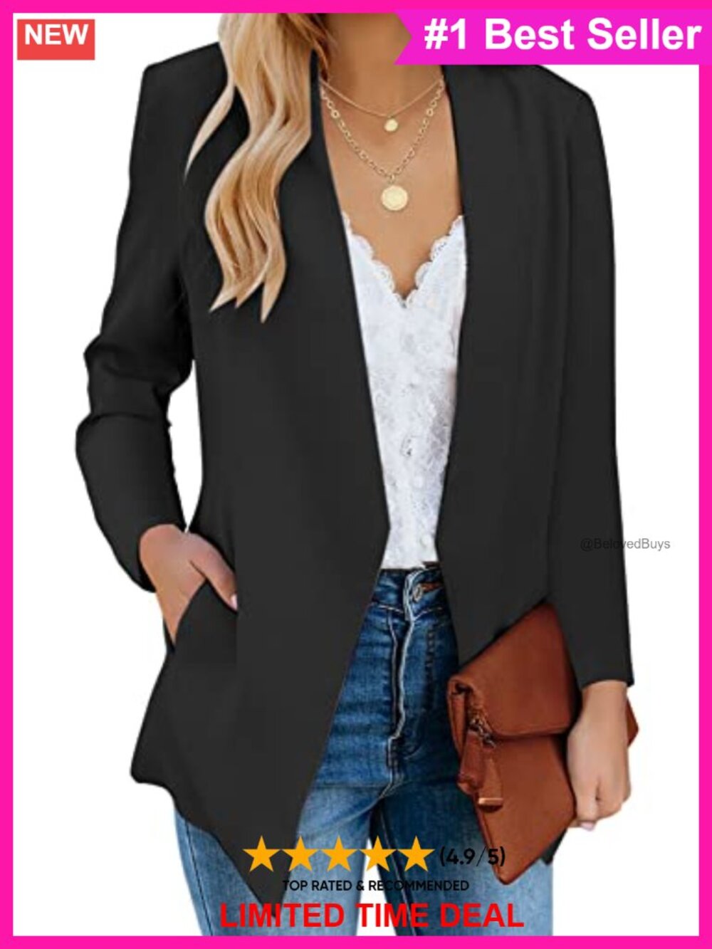 Women's Linen Slim Fit Button Blazer Long Sleeve Work Office Jacket